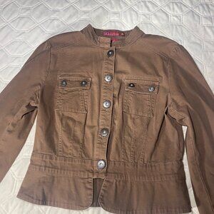 So Brand, Brown Military Style Jacket, Fitted, Size Large